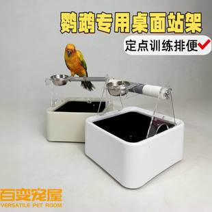 鹦鹉拉便便神器多功能训练定点排泄拉厕所互动玩耍喂食站架垃圾桶