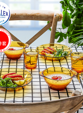 ins套装进口DURALEX多莱斯创意钢化玻璃餐具家用透明耐热北欧碗盘