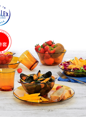 法国进口DURALEX多莱斯欧式简约玻璃餐具 家用碗盘 8件碗碟套装