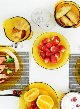 碗碟8件套法国进口 DURALEX多莱斯欧式彩色钢化玻璃 家用餐具套装