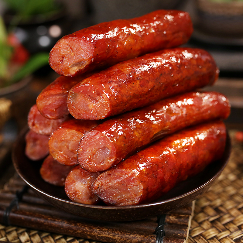 Green spicy sausage Sichuan specialty authentic farmer homemade Sichuan smoked sausage air dried 7 points, thin 500g package