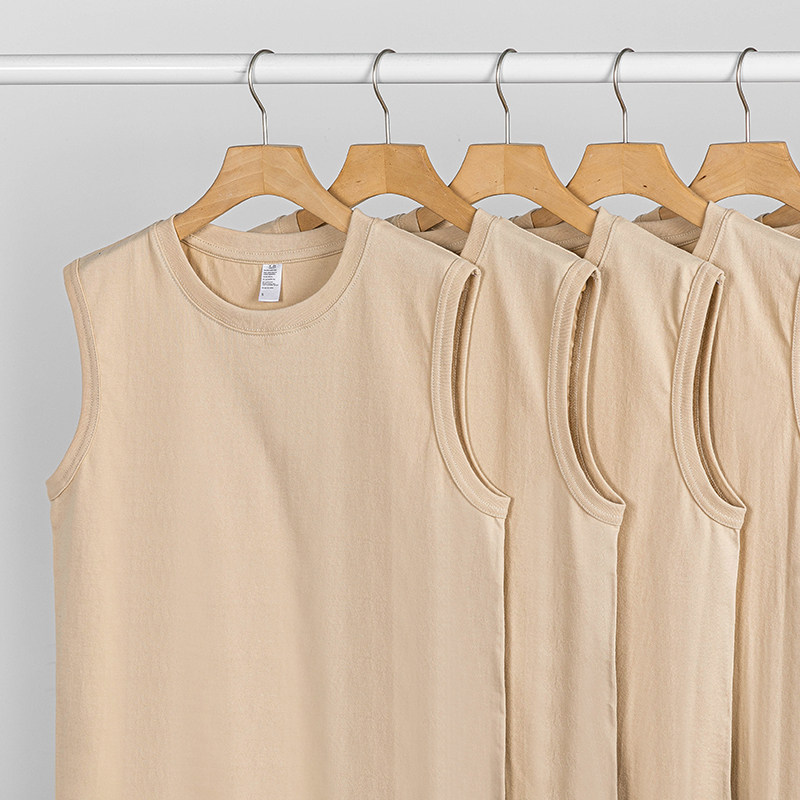 하이 엔드 240G 헤비급 순수 코튼 스포츠 조끼 솔리드 컬러 피트니스 민소매 땀 조끼 남성과 여성을위한 복고풍 모든 경기 탑