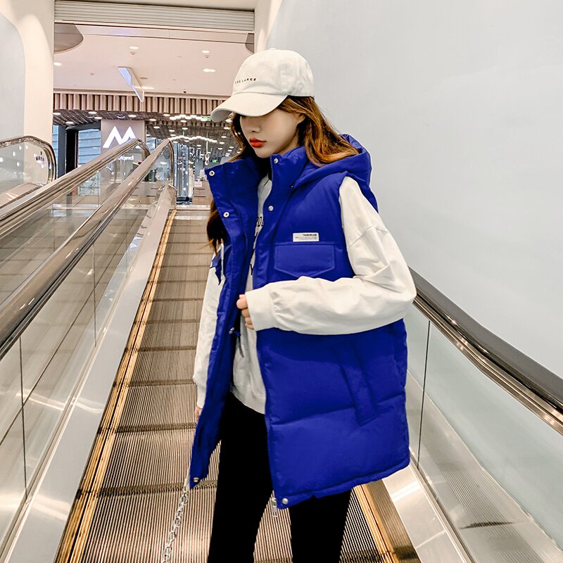 2025年秋冬新款韩版可拆卸帽羽绒棉马甲女无袖棉服马夹时尚外套潮