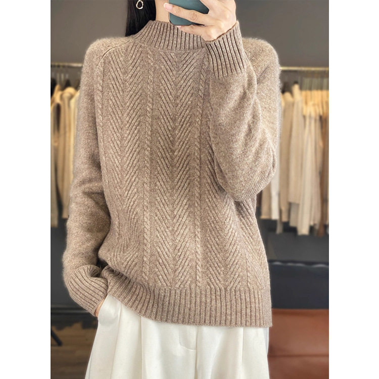 女士针织衫毛衣女半高领加厚宽松内搭2025秋冬套头打底毛衣女上衣