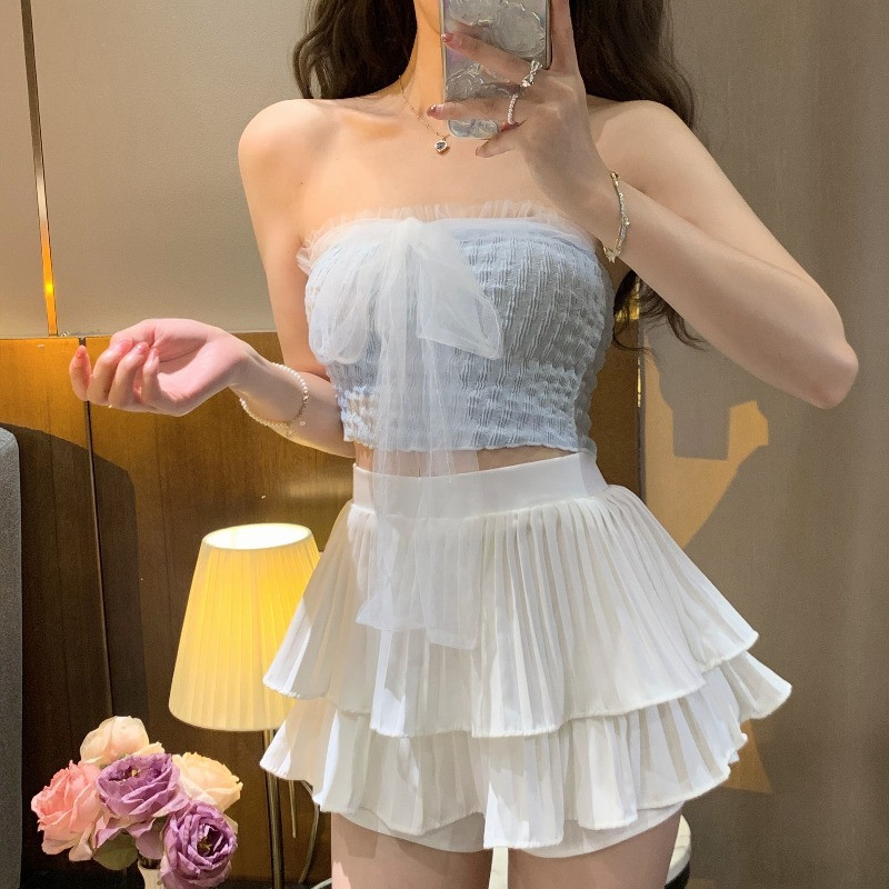 纯欲辣妹挂颈抹胸小吊带背心女夏季设计感小众外穿内搭短款上衣夏