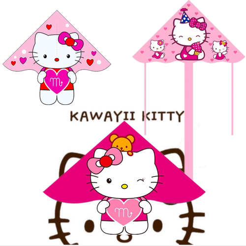 女孩初学风筝卡通儿童