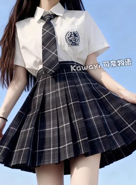 日系学生百褶裙领结jk制服送同款