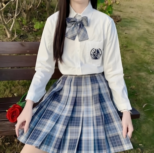 新款现货【青野】JK制服裙 校供正统高腰半身裙格裙百褶裙 送领结