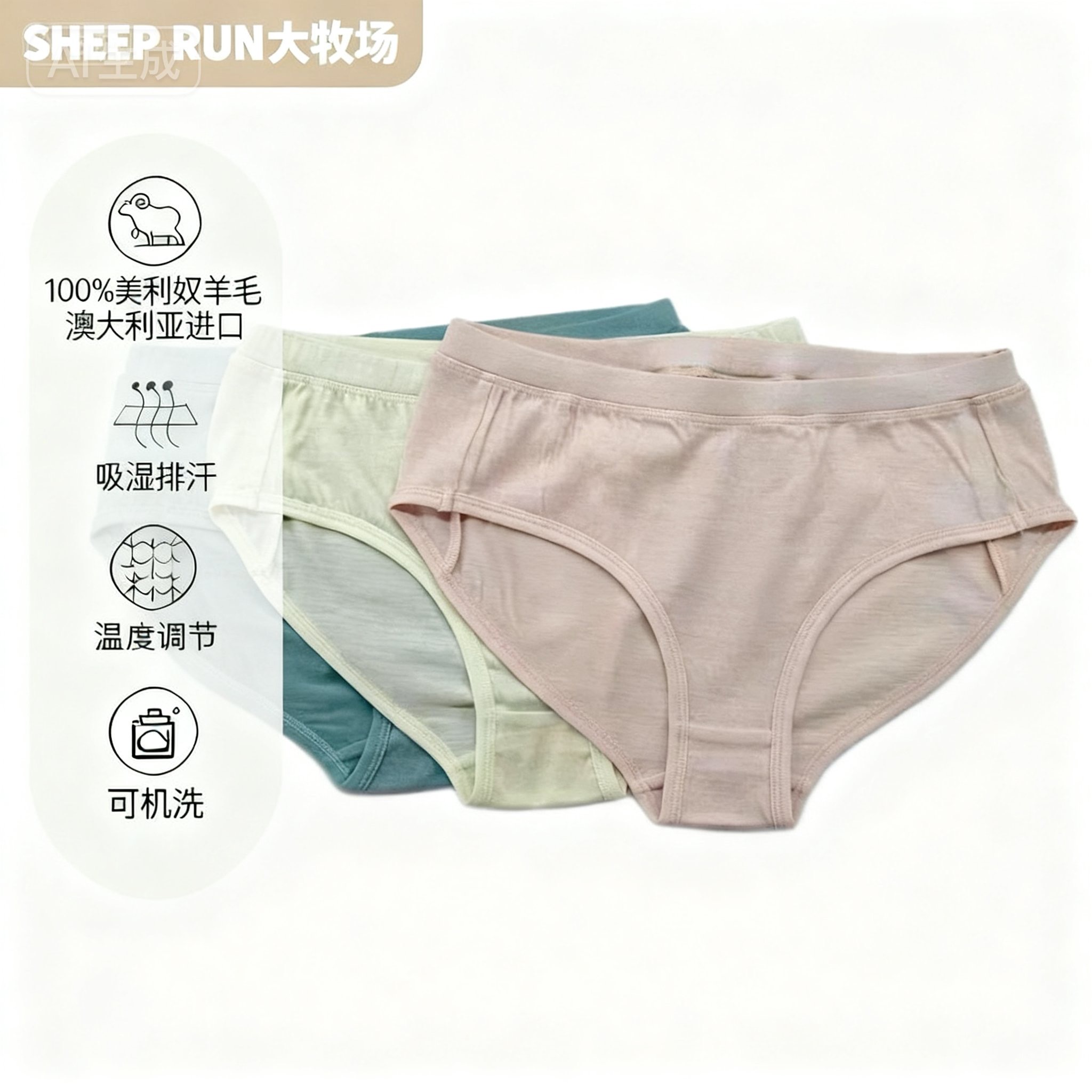 大牧场SHEEPRUN三角裤抗菌