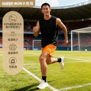 背心吸湿速干 美利奴羊毛18.5微米男运动休闲无袖 SHEEP RUN大牧场