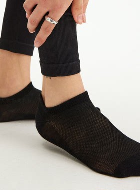 美利奴羊毛男女纯色简约低帮低筒镂空运动休闲船袜63%美丽诺羊毛