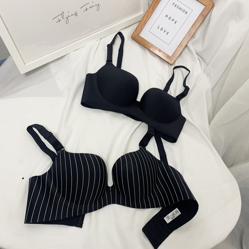 状元夫人无痕一片式夏季内衣聚拢无痕少女薄款光面条纹75-80C文胸