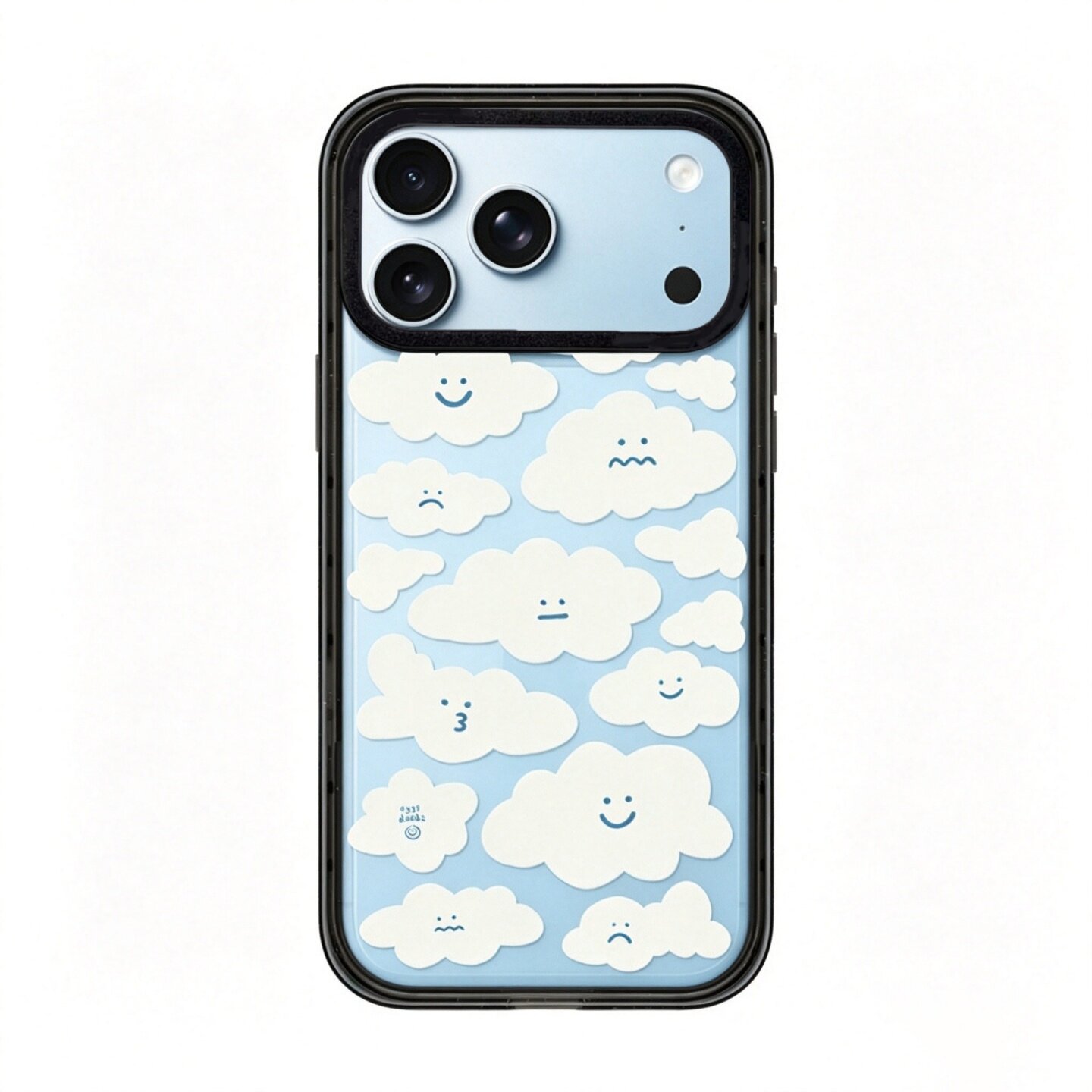 【韩国代购】新款浅蓝微笑白云满印适用iphone18/17promx手机壳苹果16/15pro防摔外壳苹果14/13磁吸Magsafe12