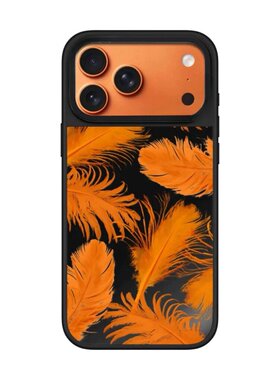 【韩国代购】星宇橙橙色羽毛黑镜手机壳适用苹果17/16promax保护套iphone15/14pro/plus防摔13/12磁吸Magsafe