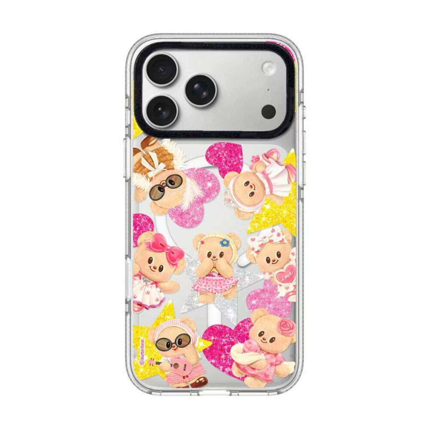 【韩国代购】白边银色五角星黄油小熊适用iphone17手机壳苹果17/16/15promax防摔14pro/plus磁吸Magsafe13/12