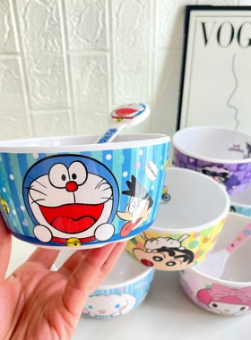 卡通美乐蒂玉桂狗仿瓷防摔防烫儿童碗家用汤碗宝宝专用餐具套装筷