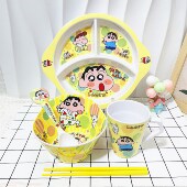 小新儿童餐具套装 宝宝防摔吃饭碗大泡面碗家用防烫分格餐盘把手杯
