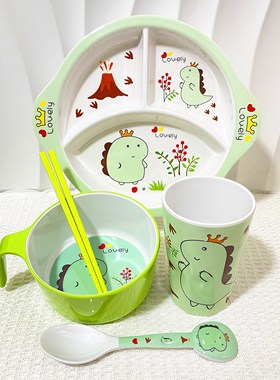 卡通男女宝宝餐盘儿童碗家用分格餐盘防摔防烫吃饭专用碗勺子筷子