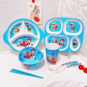 汪汪队儿童碗餐具套装 宝宝辅食碗家用饭碗勺叉水杯分格餐盘无毒