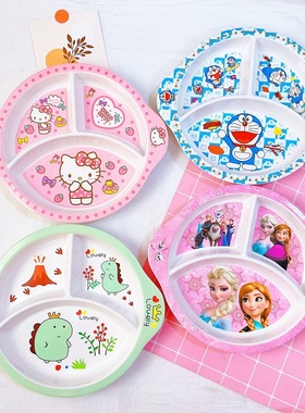 卡通密胺儿童餐具套装宝宝分格餐盘勺子吃饭碗幼儿园家用盘子防摔