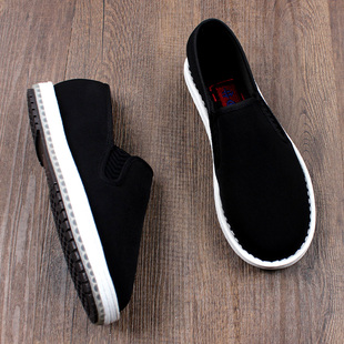 新款老北京布鞋男款秋冬加绒保暖一脚蹬防滑高档手工千层底二棉布