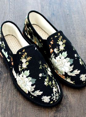 老北京布鞋男手工千层底夏季透气软底步鞋黑色男款防滑潮流工作鞋