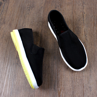 老北京布鞋男款冬季加绒保暖手工千层底加厚牛筋底西山一脚蹬棉鞋