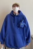 春季新款克莱因蓝DIY玩偶港风情侣中性宽松连帽卫XY01，男装T恤，星座805 (原301D-3)