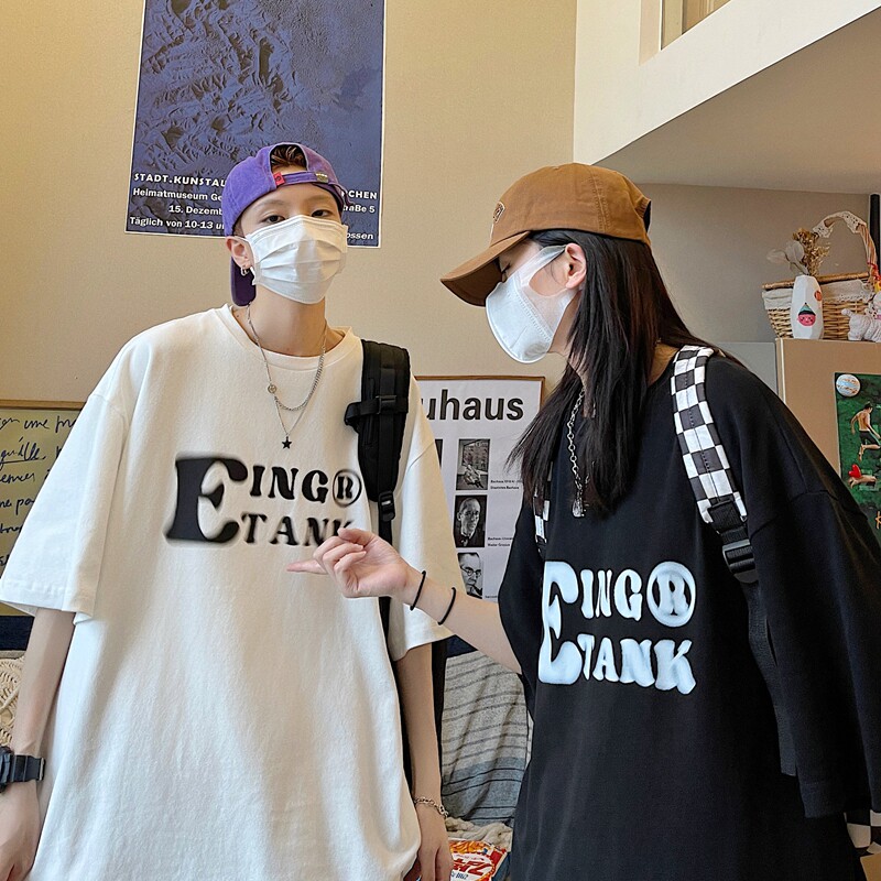 22夏季新款美式街头宽松幻影印花中性港风短袖T恤Z21-P3545图片