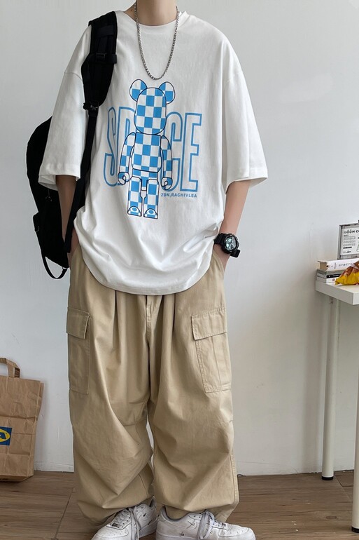 22夏季新款克莱因蓝T恤短袖港风中性情侣印花纯棉Z02,男装T恤,星座805 (原301D-3)