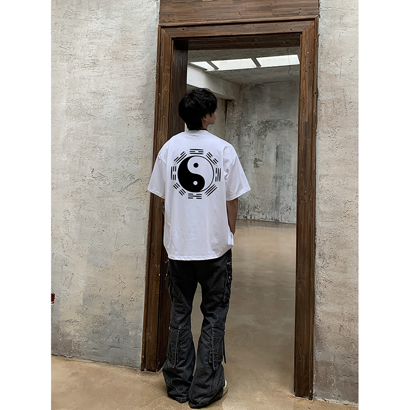 自拍图太极八卦印花设计大重磅T恤AB12-特批25，男装T恤，星座805 (原301D-3)