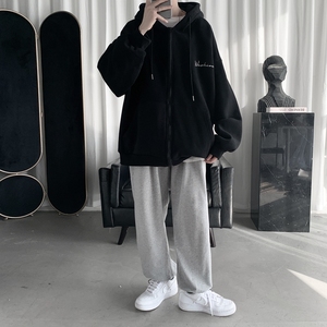 冬季加绒情侣港风连帽卫衣外套XZ301D-3加绒图片