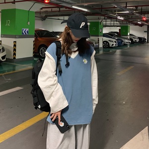 现货秒发小雏菊两件套情侣长袖上衣T01