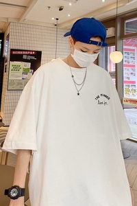 22夏季新款纯棉宽松情侣印花中性休闲港风短袖T恤Z08-P2838图片