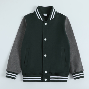 童装校服外套男童女童墨绿色棒球服秋春款中大儿童小学生班服上衣