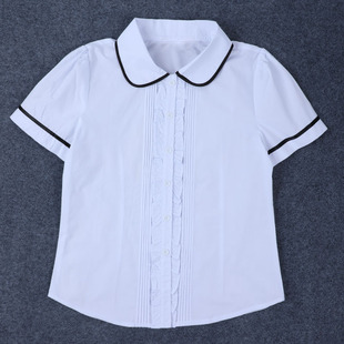 女生jk制服学院风白衬衫学生装花边纯棉白色衬衣女孩夏季短袖校服