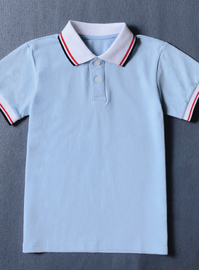 儿童校服夏装小学生班服棉学院风园服男童女童蓝色短袖T恤POLO衫