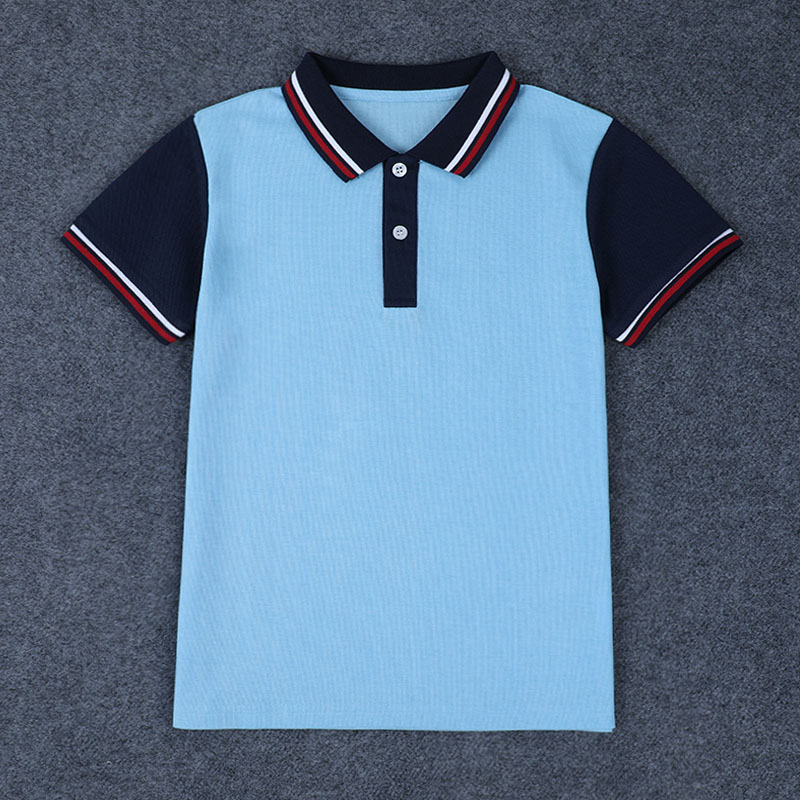 儿童班服短袖t恤夏装男女童蓝色半袖polo衫阳春初高中小学生校服