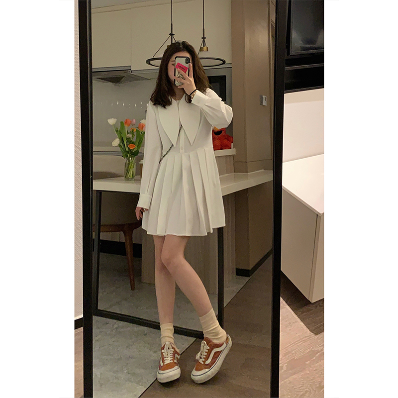 垂感显瘦百褶polo连衣裙