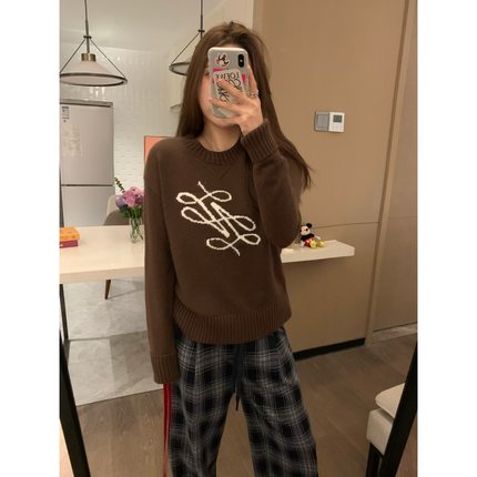 VASSE 经典好版型 慵懒设计感圆领套头窄版兔绒羊毛软糯百搭毛衣