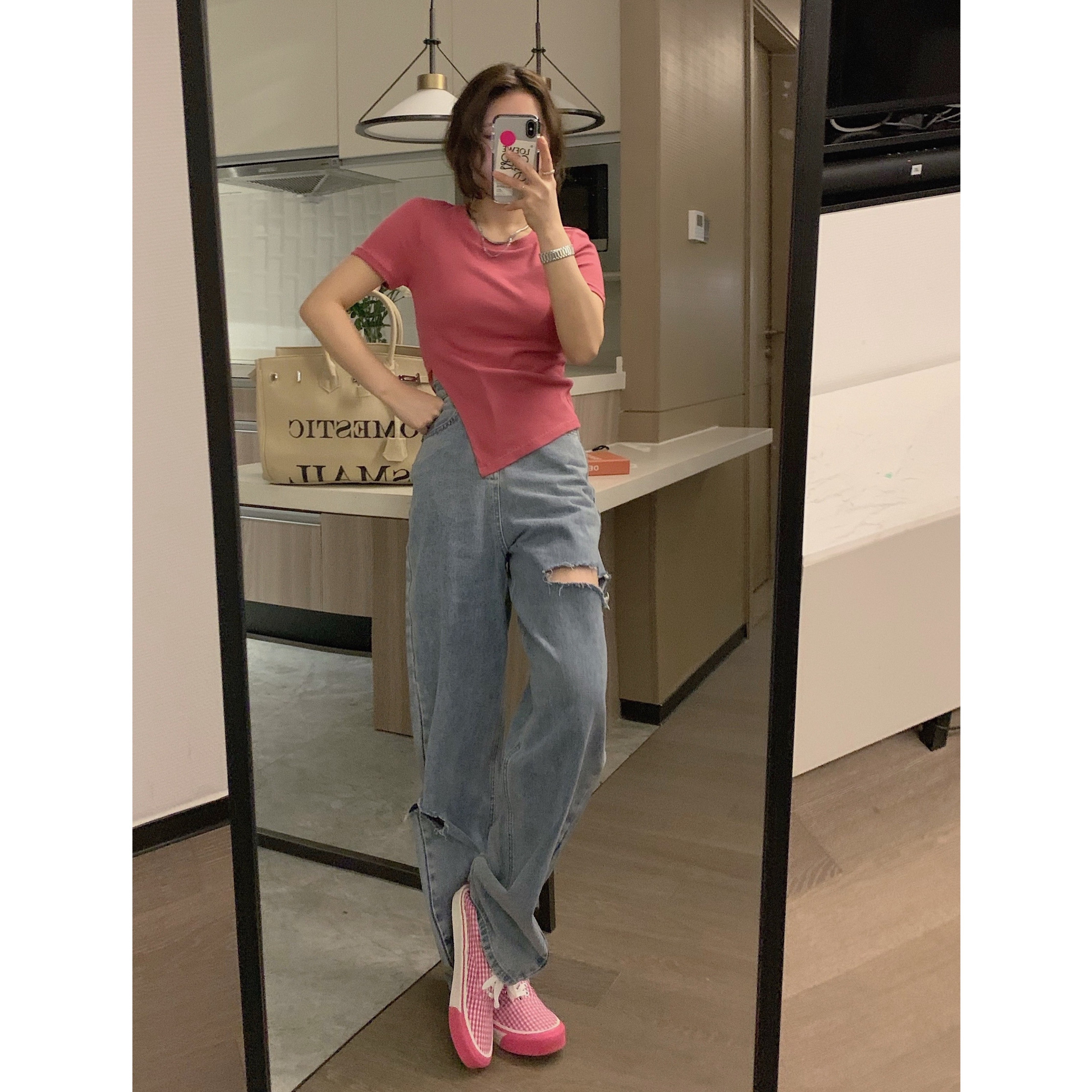 设计感显辣妹短款开叉百搭