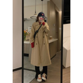 宽松中长款 Veee 韩版 卡其风衣 显瘦系带风衣外套女 时髦实穿兼备