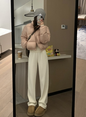 VASSE团宠裤 裤子女秋冬款高克重加厚针织垂感白色糯米阔腿休闲裤