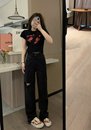 垂感薄款 Veee窄版 顯瘦破洞夏季 高腰百搭黑灰色休閑牛仔褲 小直筒