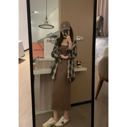 VASSE 实穿挂内搭王者 显瘦百搭U领弹力背心长款修身吊带裙连衣裙