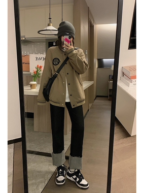 Veee加绒美式棒球棉服 保暖减龄兼具显瘦宽松加厚卫衣夹克外套女