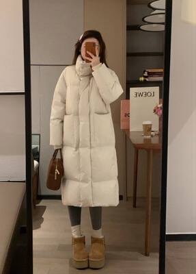 立领加厚保暖过膝大被子羽绒服
