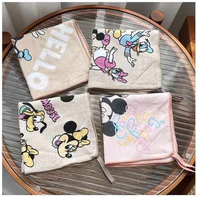 新品出口日本外贸单纯纯棉割绒柔软可儿童爱带挂绳毛巾面巾大方巾