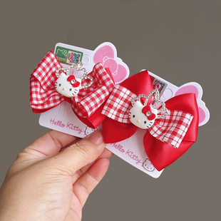 Hellokitty正版凯蒂猫儿童宝宝女孩节日皇冠发饰蝴蝶结新年发夹
