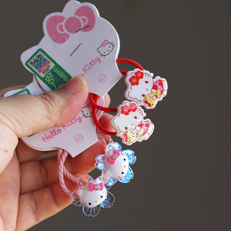 hellokitty正版授权凯蒂猫卡通花朵小发圈儿童宝宝发饰皮筋头花